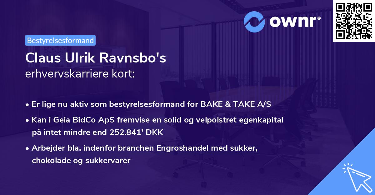 Claus Ulrik Ravnsbo's erhvervskarriere kort