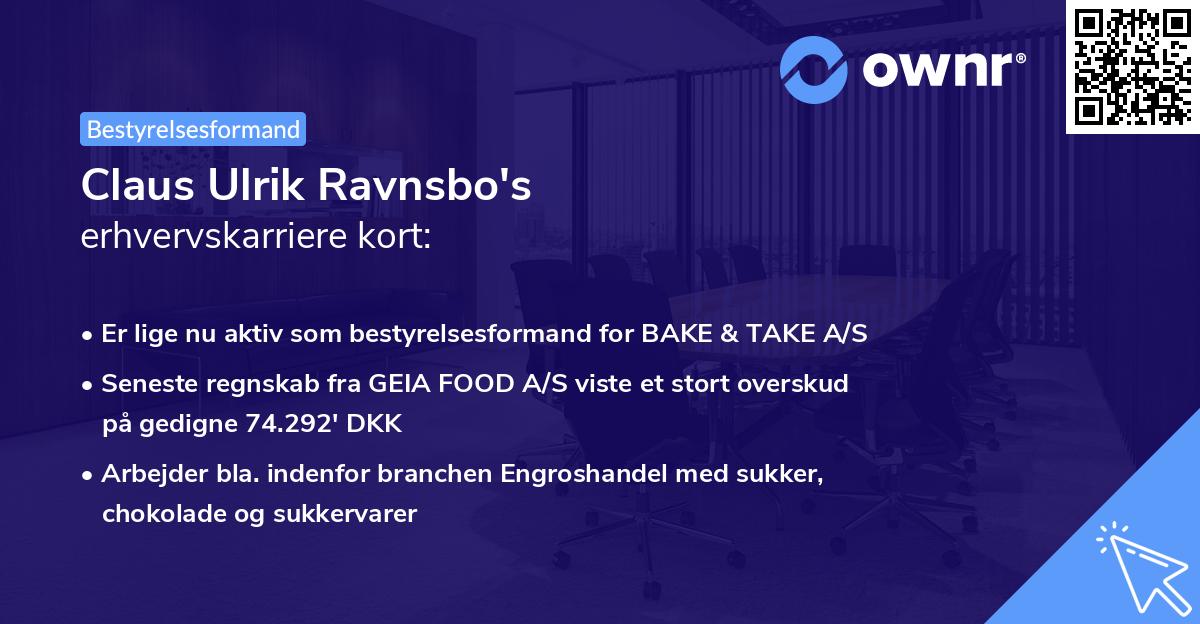 Claus Ulrik Ravnsbo's erhvervskarriere kort