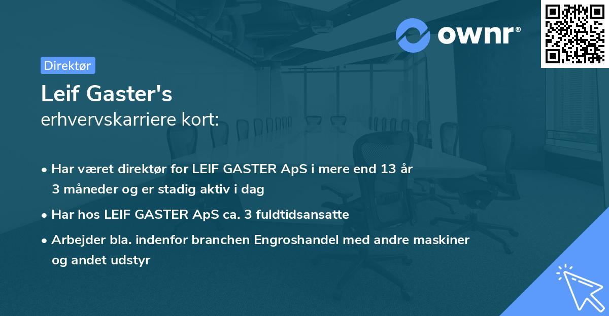 Leif Gaster's erhvervskarriere kort