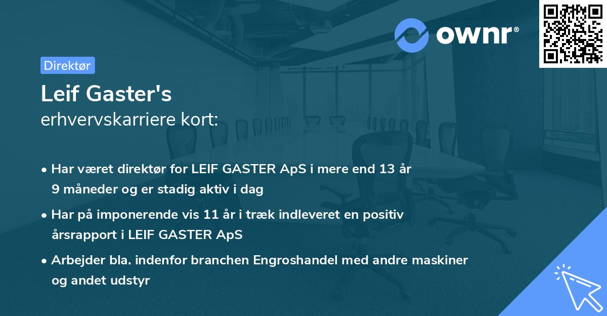 Leif Gaster's erhvervskarriere kort