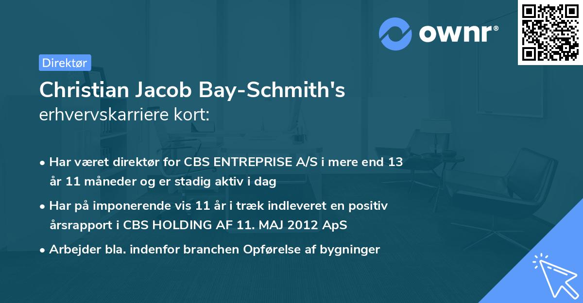 Christian Jacob Bay-Schmith's erhvervskarriere kort