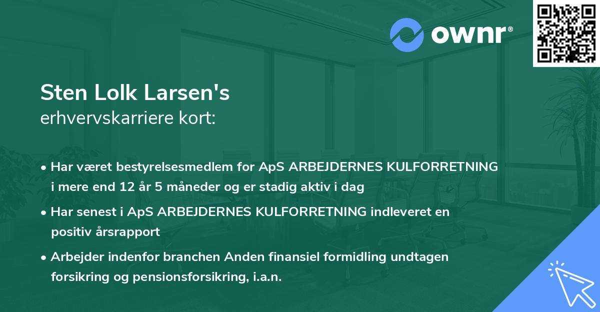 Sten Lolk Larsen's erhvervskarriere kort