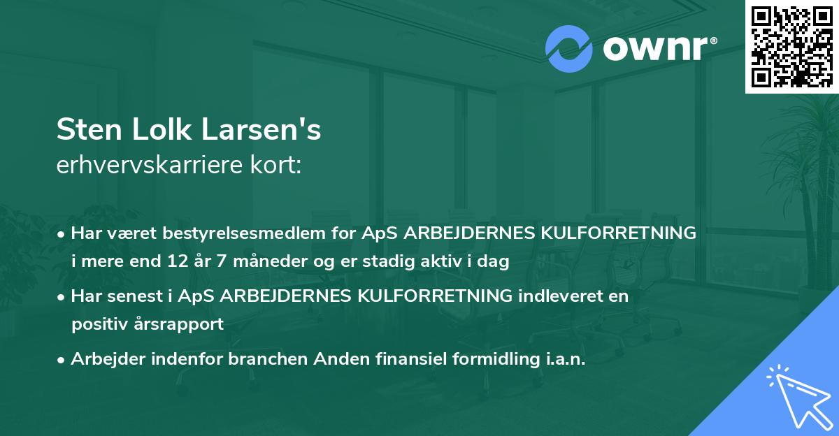 Sten Lolk Larsen's erhvervskarriere kort