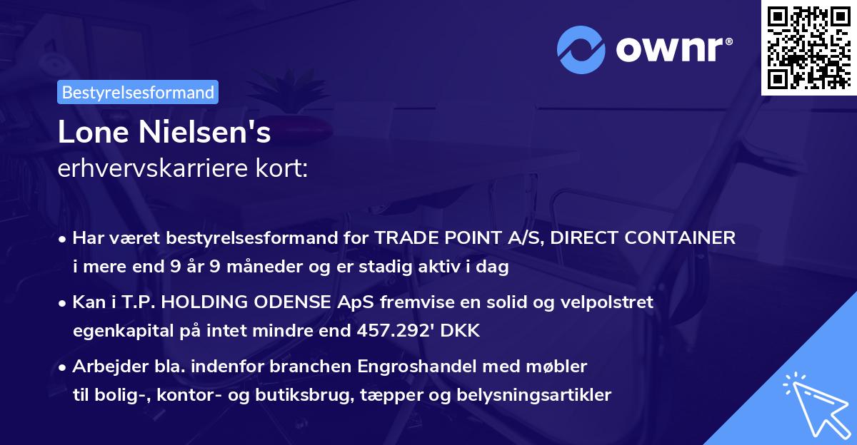 Lone Nielsen's erhvervskarriere kort