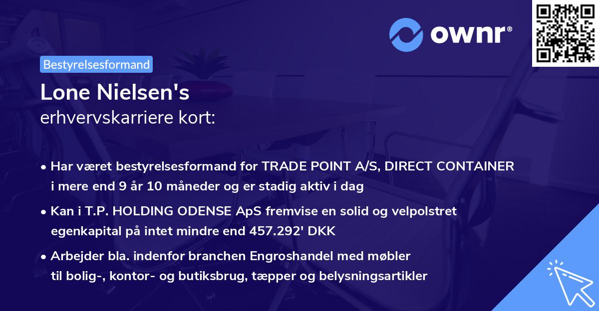 Lone Nielsen's erhvervskarriere kort