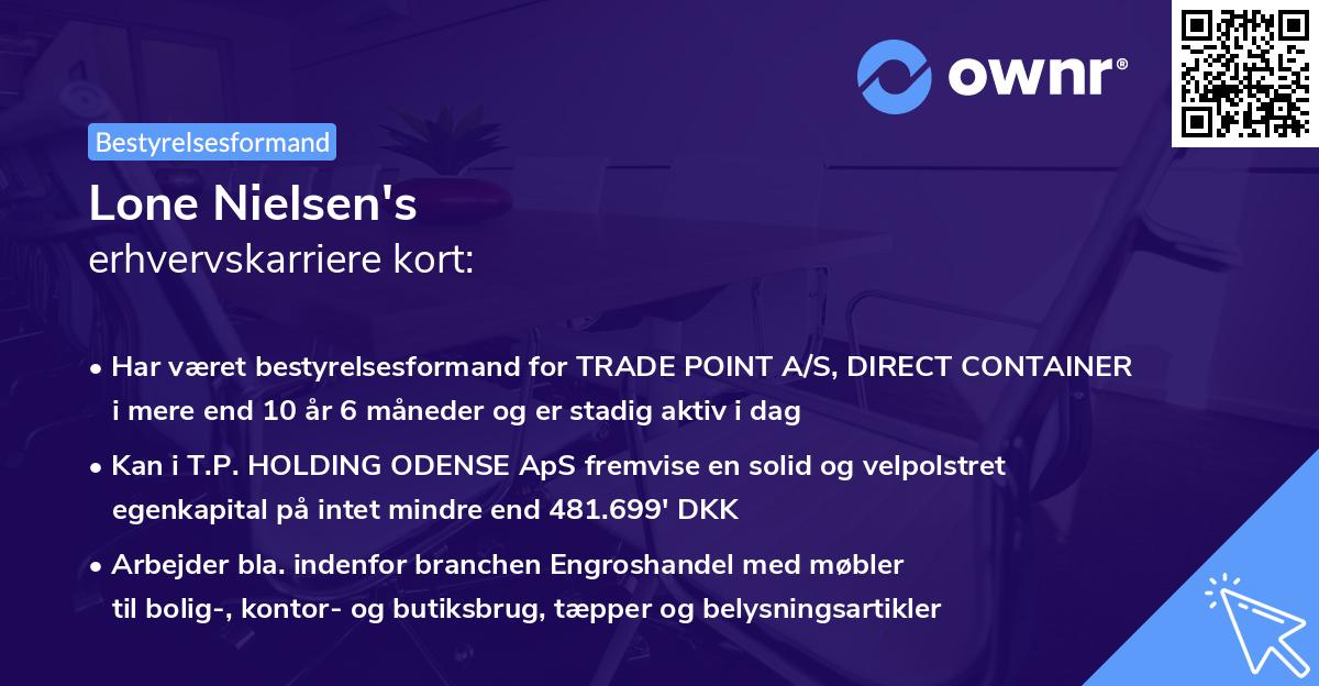 Lone Nielsen's erhvervskarriere kort