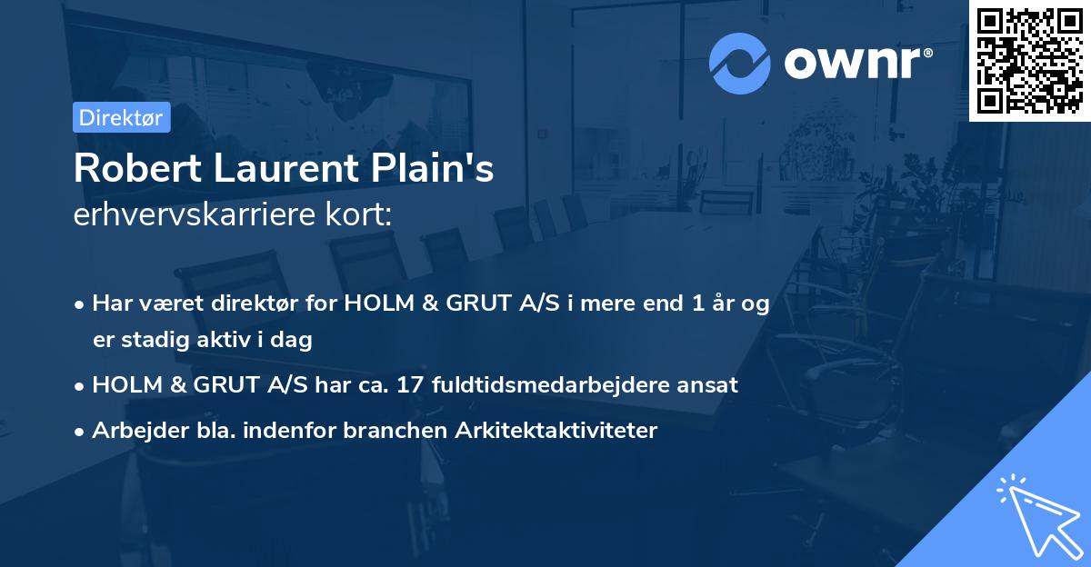 Robert Laurent Plain's erhvervskarriere kort