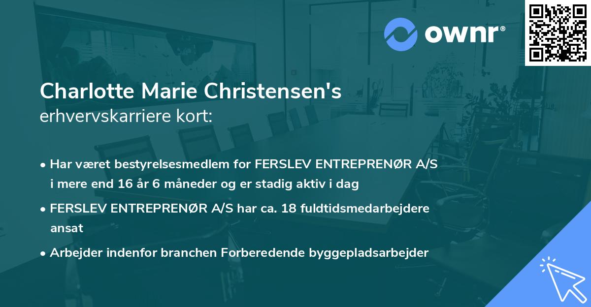 Charlotte Marie Christensen's erhvervskarriere kort