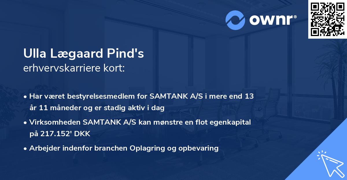 Ulla Lægaard Pind's erhvervskarriere kort