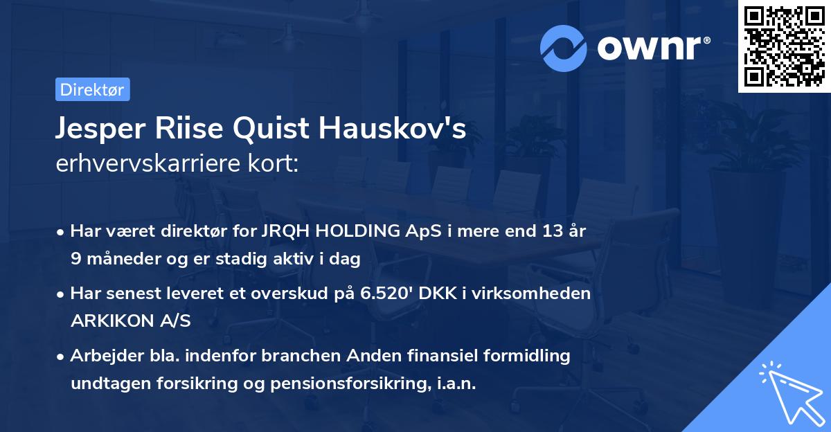 Jesper Riise Quist Hauskov's erhvervskarriere kort