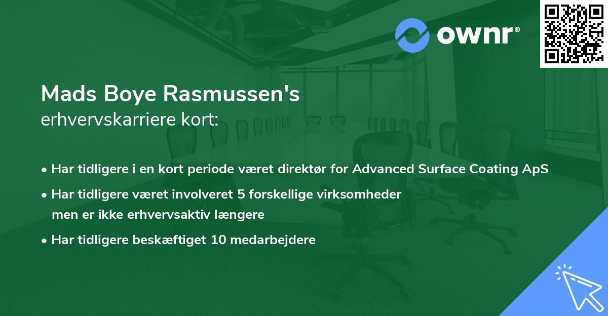 Mads Boye Rasmussen's erhvervskarriere kort