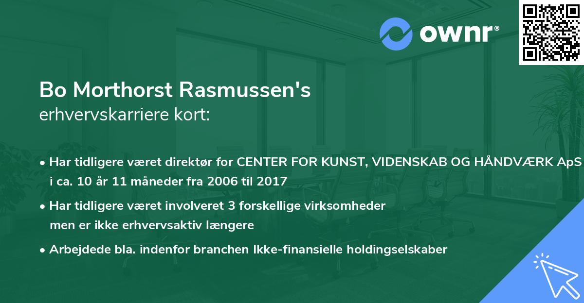 Bo Morthorst Rasmussen's erhvervskarriere kort