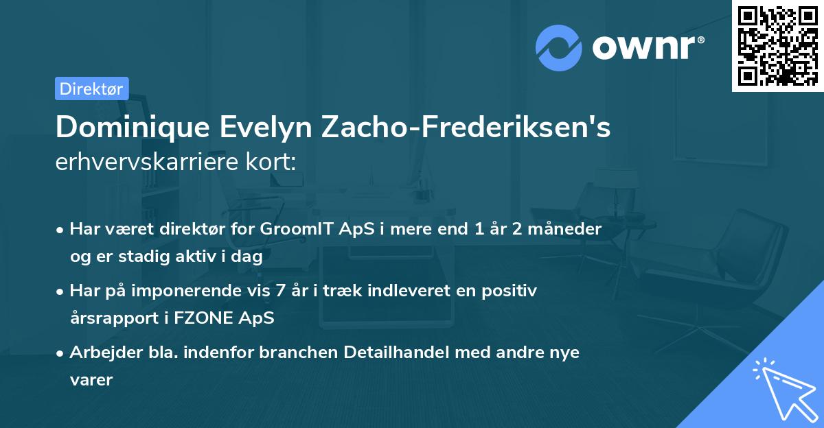 Dominique Evelyn Zacho-Frederiksen's erhvervskarriere kort