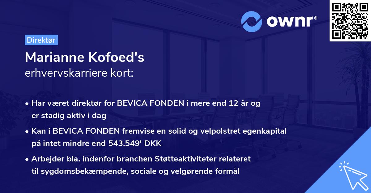 Marianne Kofoed's erhvervskarriere kort
