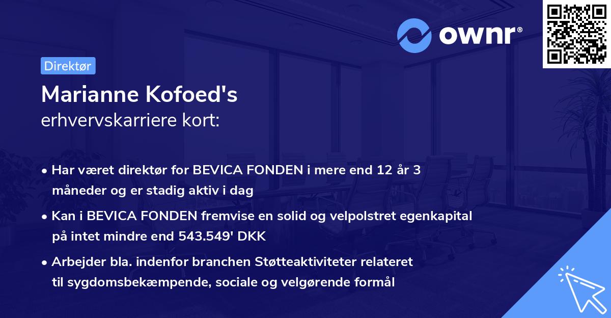 Marianne Kofoed's erhvervskarriere kort