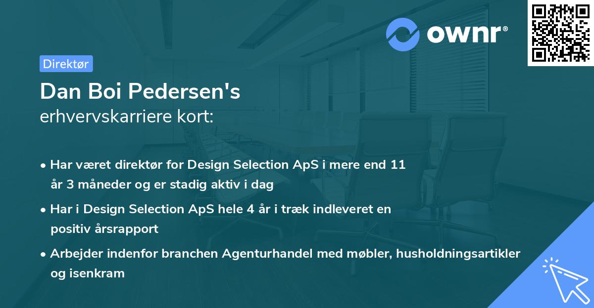 Dan Boi Pedersen's erhvervskarriere kort