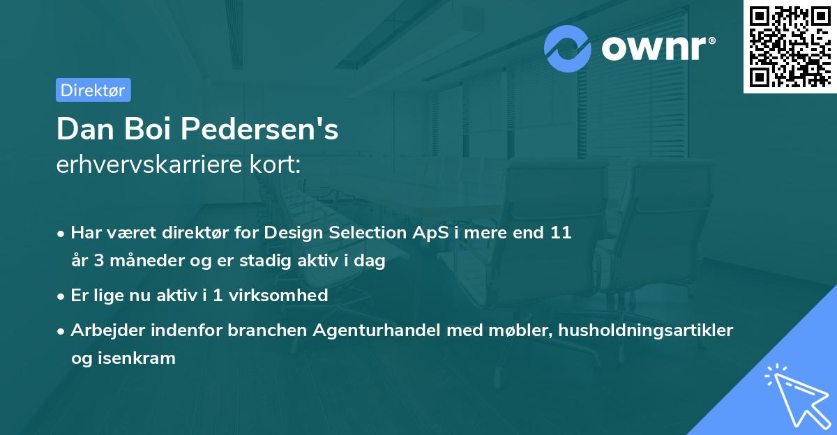 Dan Boi Pedersen's erhvervskarriere kort