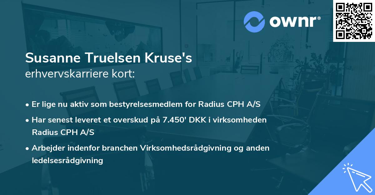 Susanne Truelsen Kruse's erhvervskarriere kort