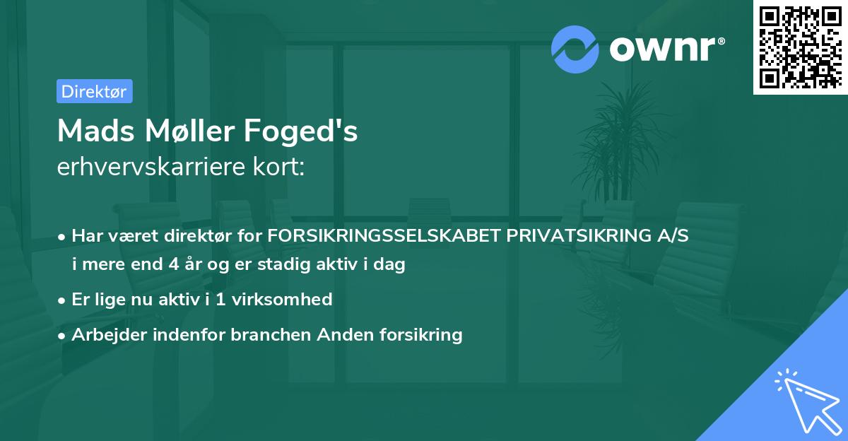 Mads Møller Foged's erhvervskarriere kort