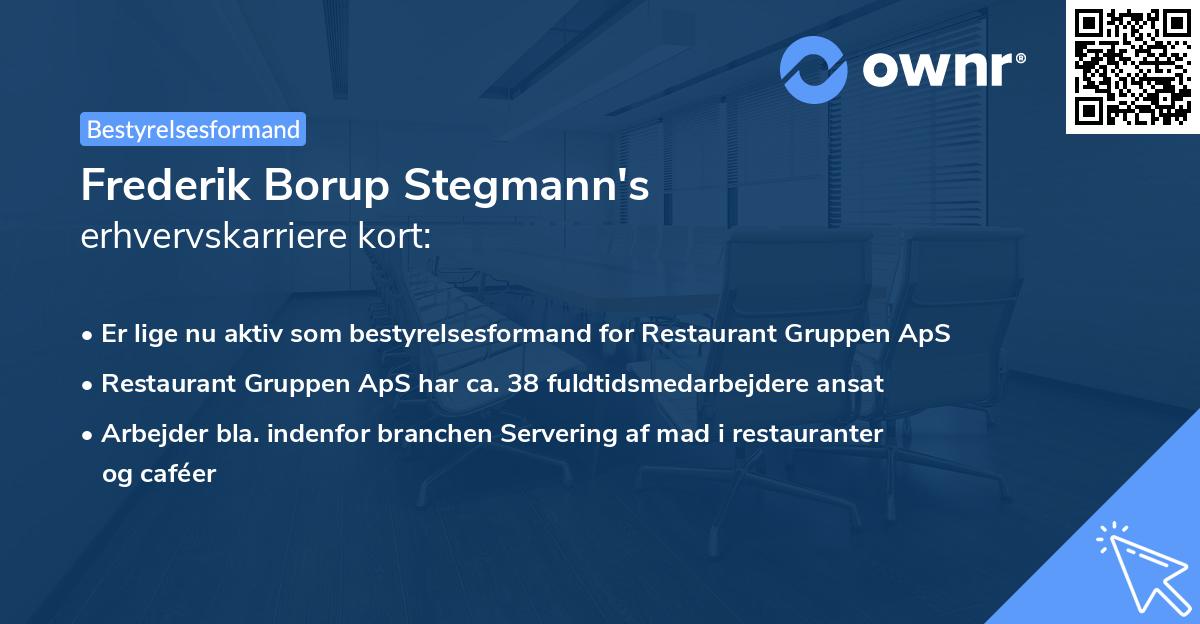 Frederik Borup Stegmann's erhvervskarriere kort