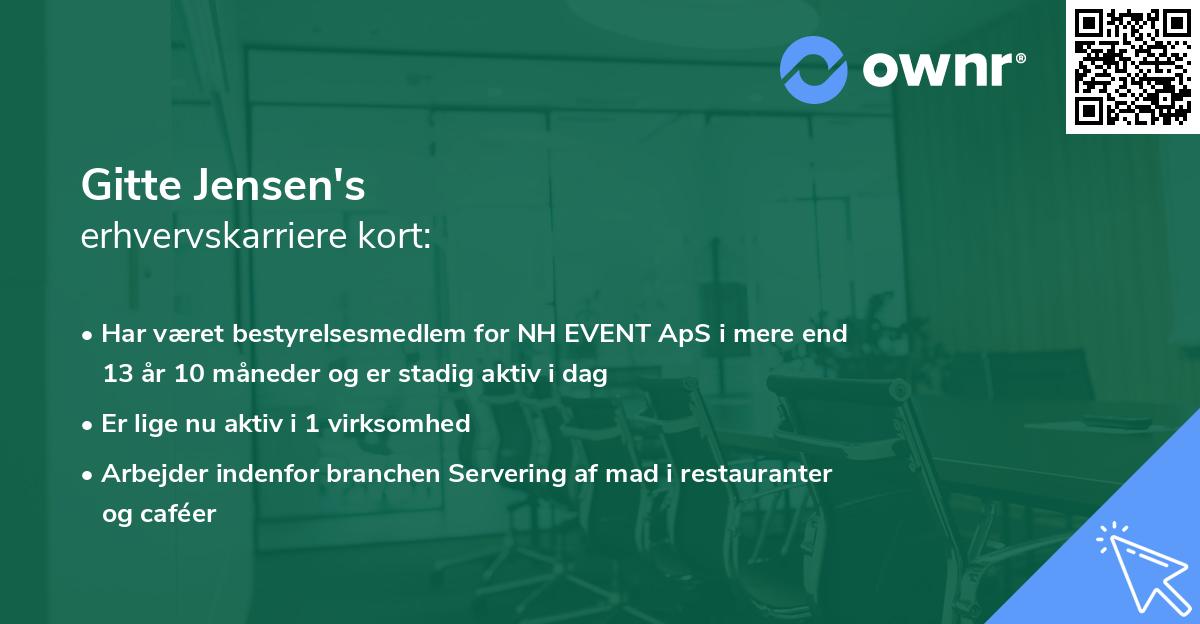 Gitte Jensen's erhvervskarriere kort