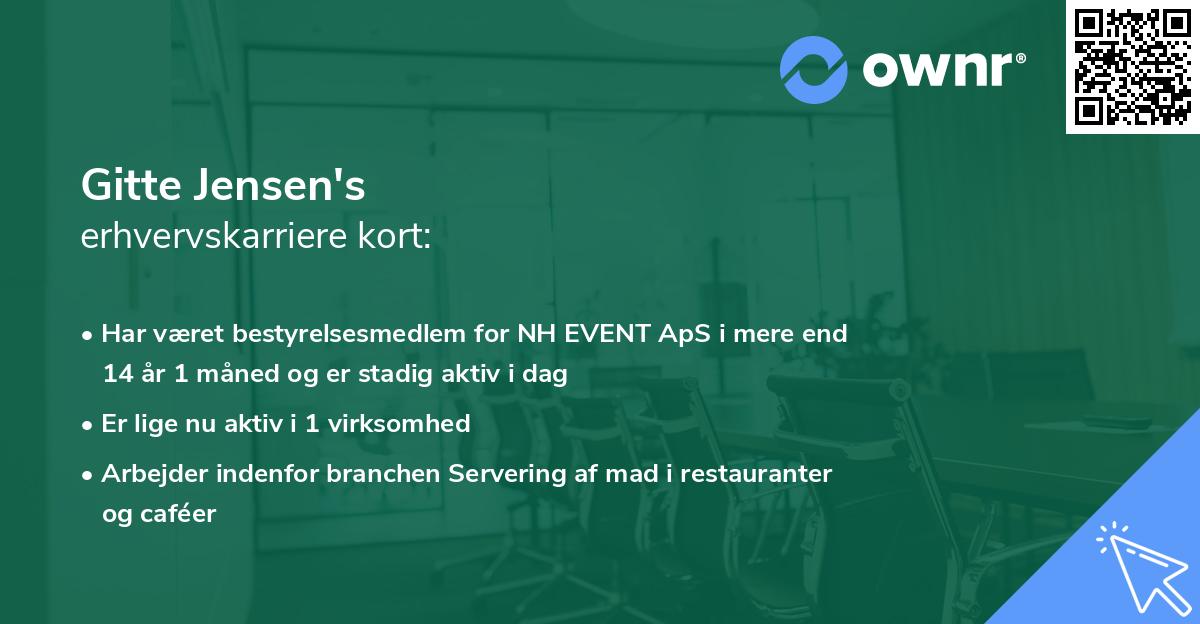 Gitte Jensen's erhvervskarriere kort