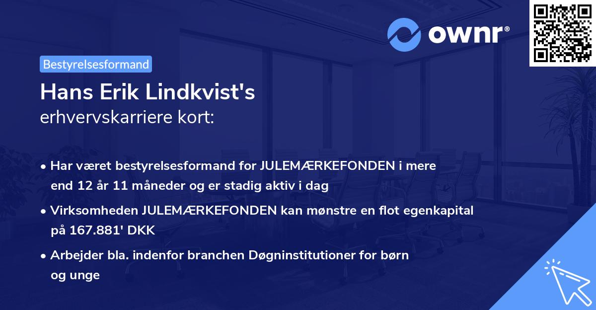 Hans Erik Lindkvist's erhvervskarriere kort