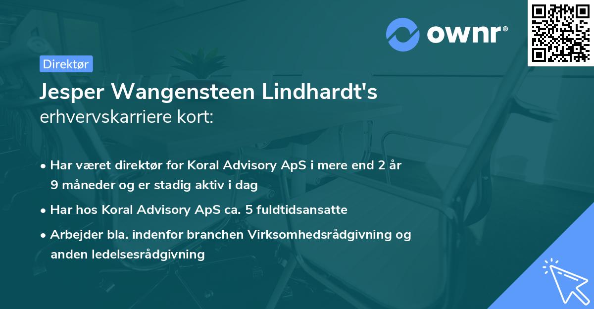 Jesper Wangensteen Lindhardt's erhvervskarriere kort
