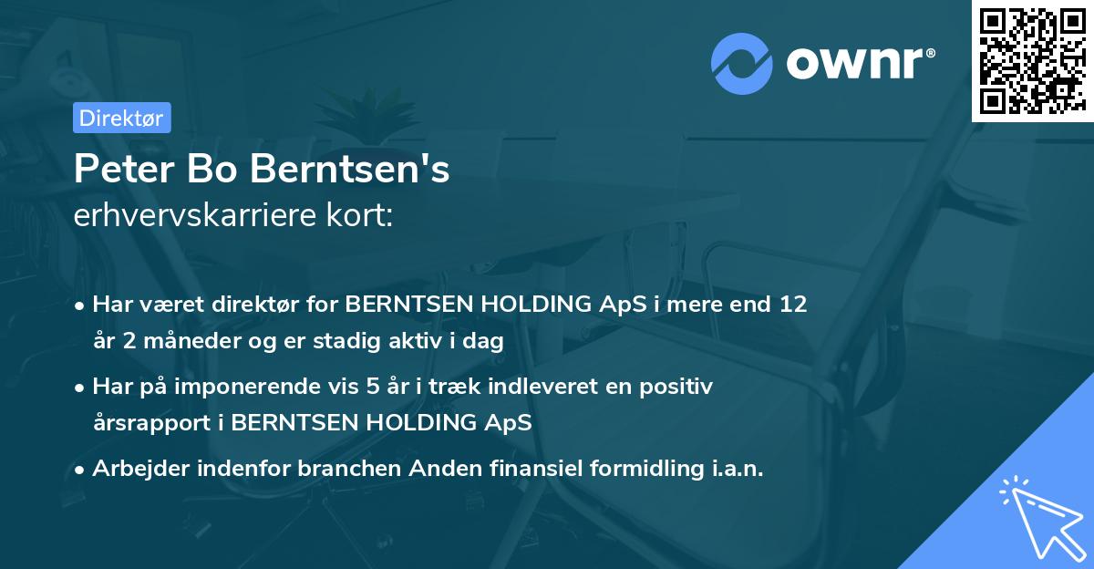 Peter Bo Berntsen's erhvervskarriere kort