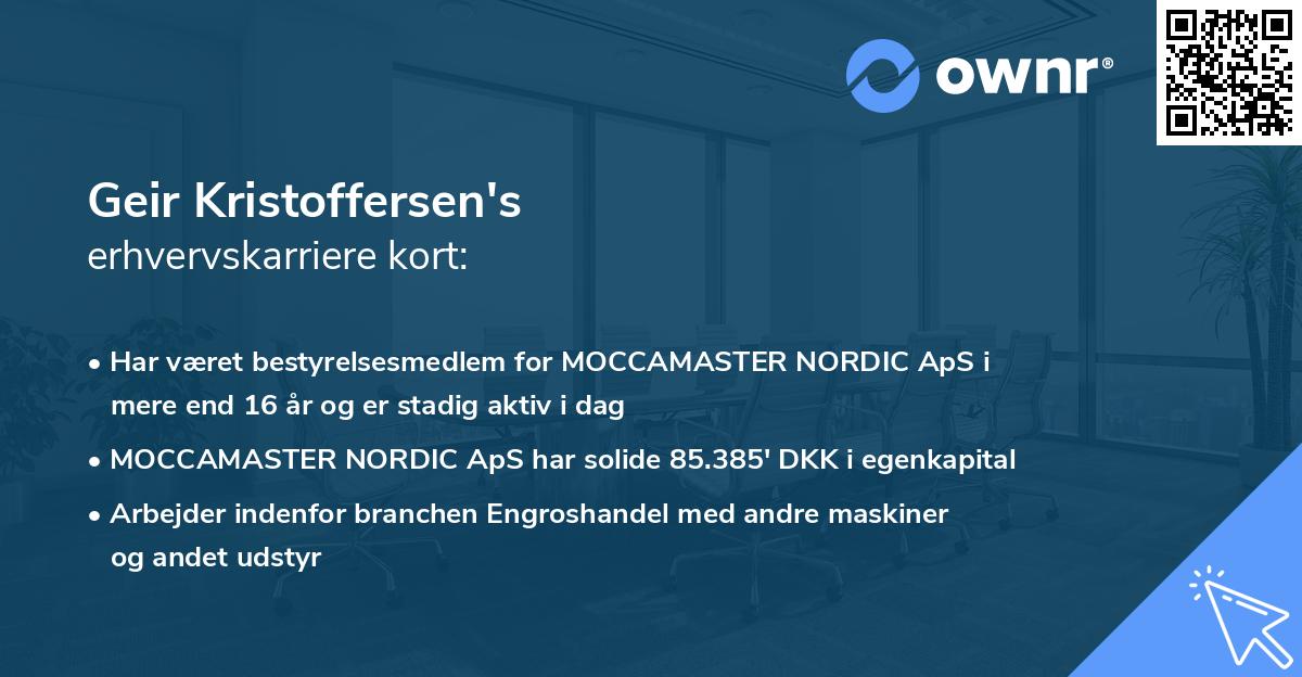 Geir Kristoffersen's erhvervskarriere kort