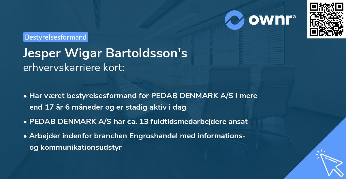 Jesper Wigar Bartoldsson's erhvervskarriere kort