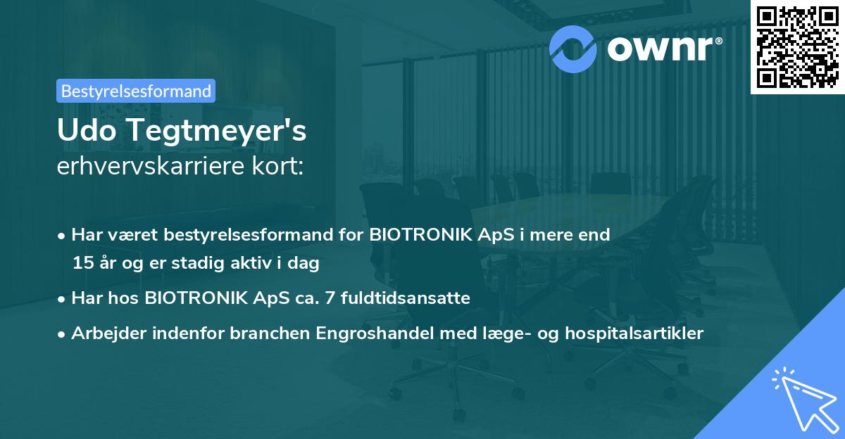 Udo Tegtmeyer's erhvervskarriere kort