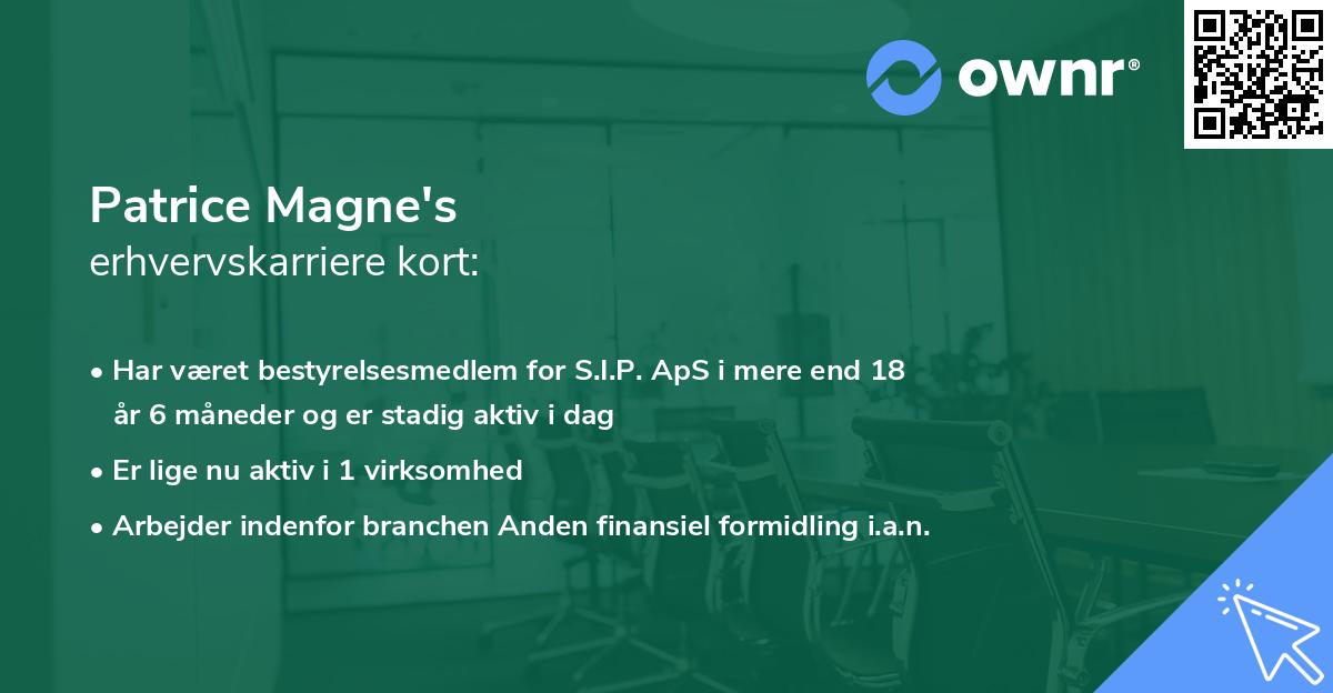 Patrice Magne's erhvervskarriere kort