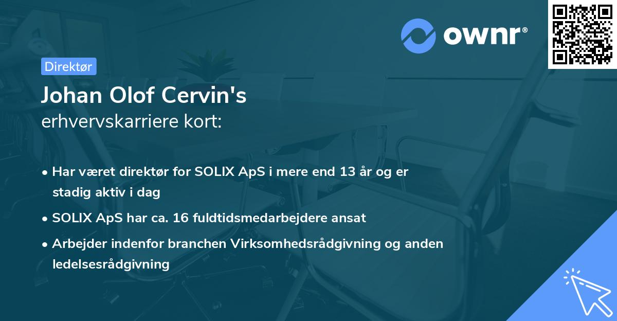 Johan Olof Cervin's erhvervskarriere kort