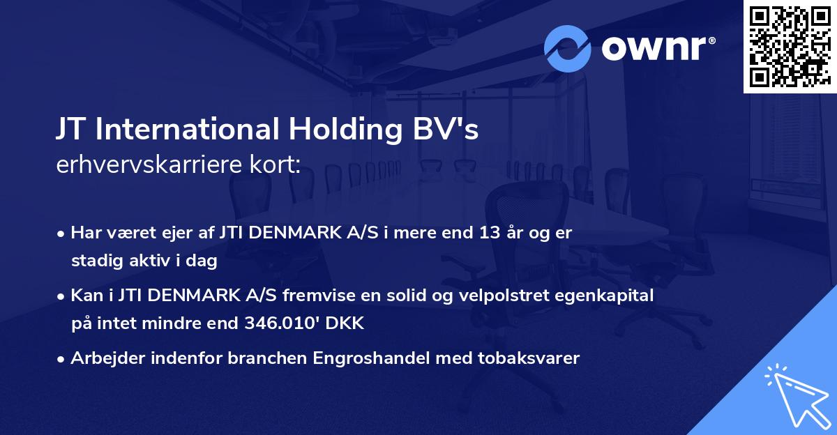 JT International Holding BV's erhvervskarriere kort