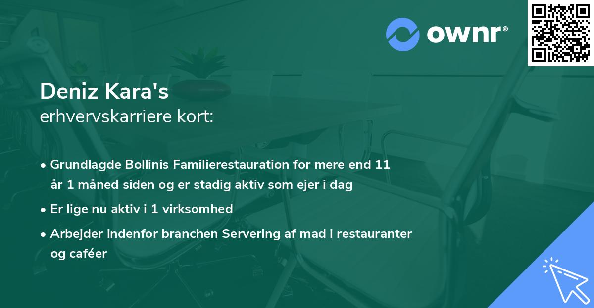 Deniz Kara's erhvervskarriere kort