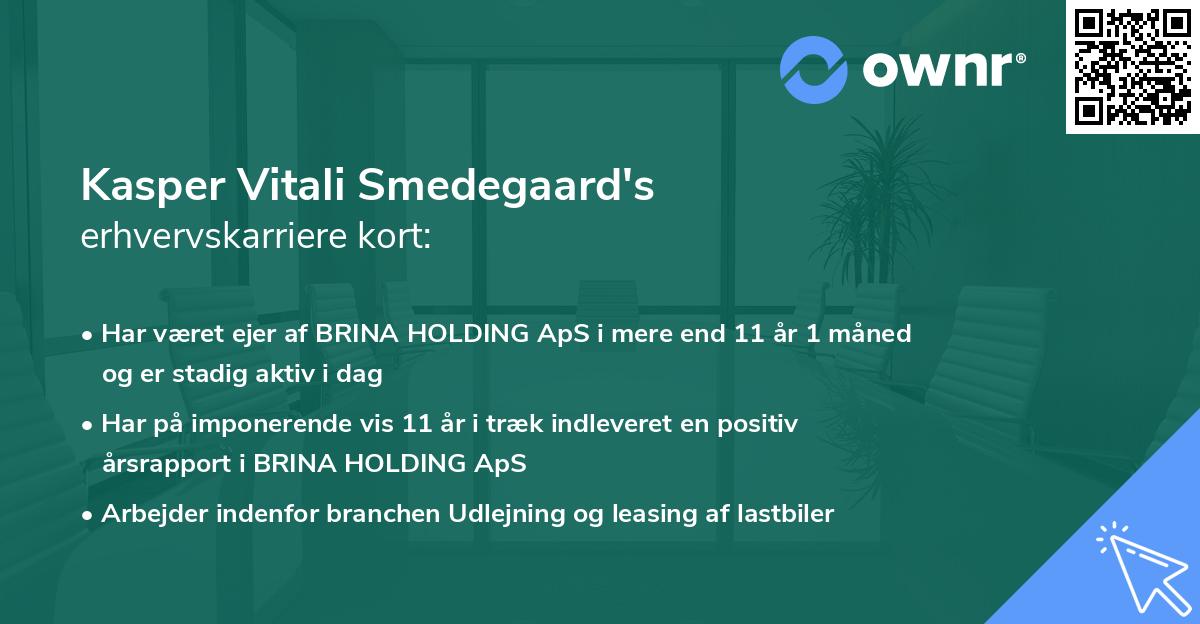 Kasper Vitali Smedegaard's erhvervskarriere kort