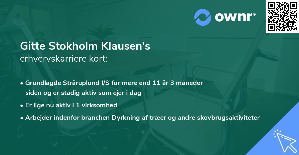 Gitte Stokholm Klausen's erhvervskarriere kort