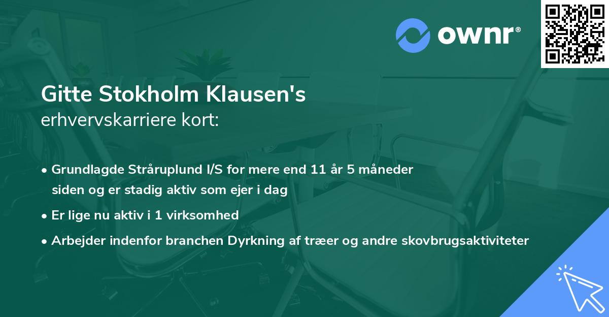 Gitte Stokholm Klausen's erhvervskarriere kort