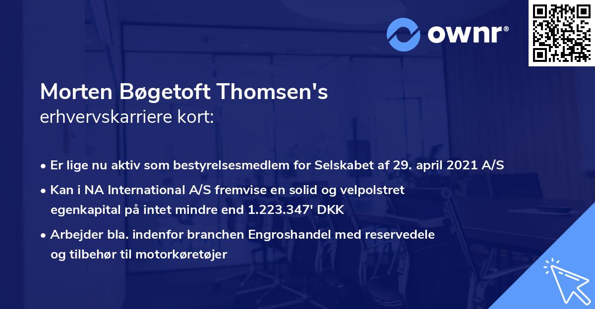 Morten Bøgetoft Thomsen's erhvervskarriere kort