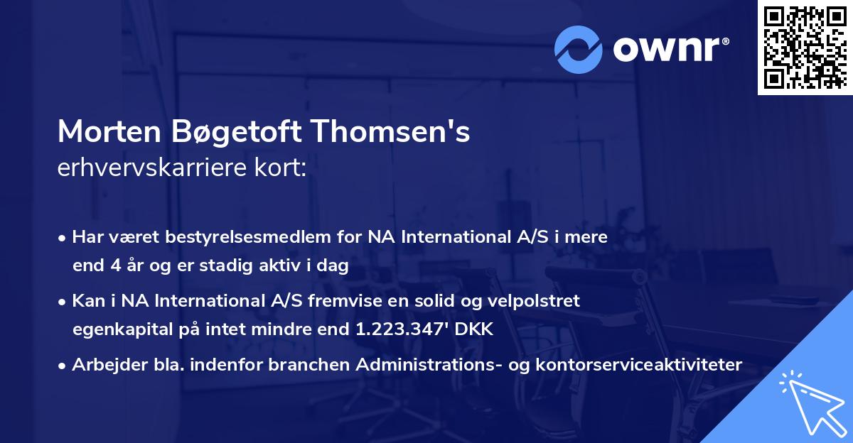 Morten Bøgetoft Thomsen's erhvervskarriere kort