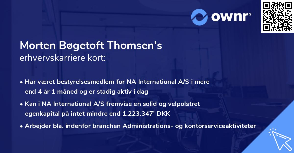 Morten Bøgetoft Thomsen's erhvervskarriere kort