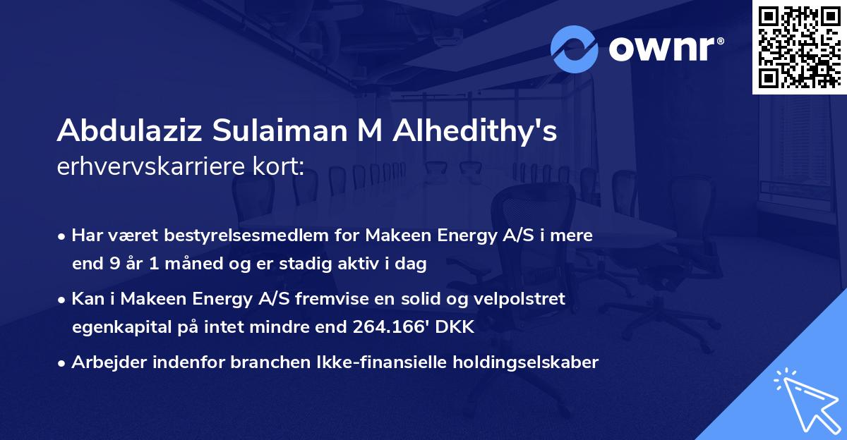 Abdulaziz Sulaiman M Alhedithy's erhvervskarriere kort