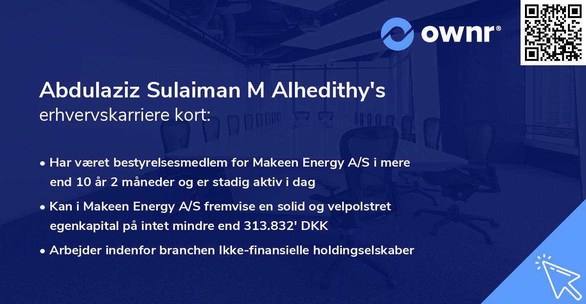 Abdulaziz Sulaiman M Alhedithy's erhvervskarriere kort