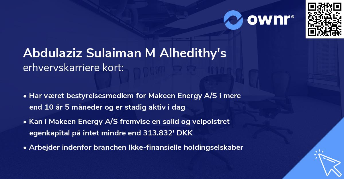 Abdulaziz Sulaiman M Alhedithy's erhvervskarriere kort