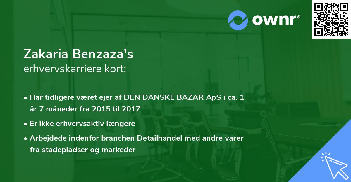 Zakaria Benzaza's erhvervskarriere kort