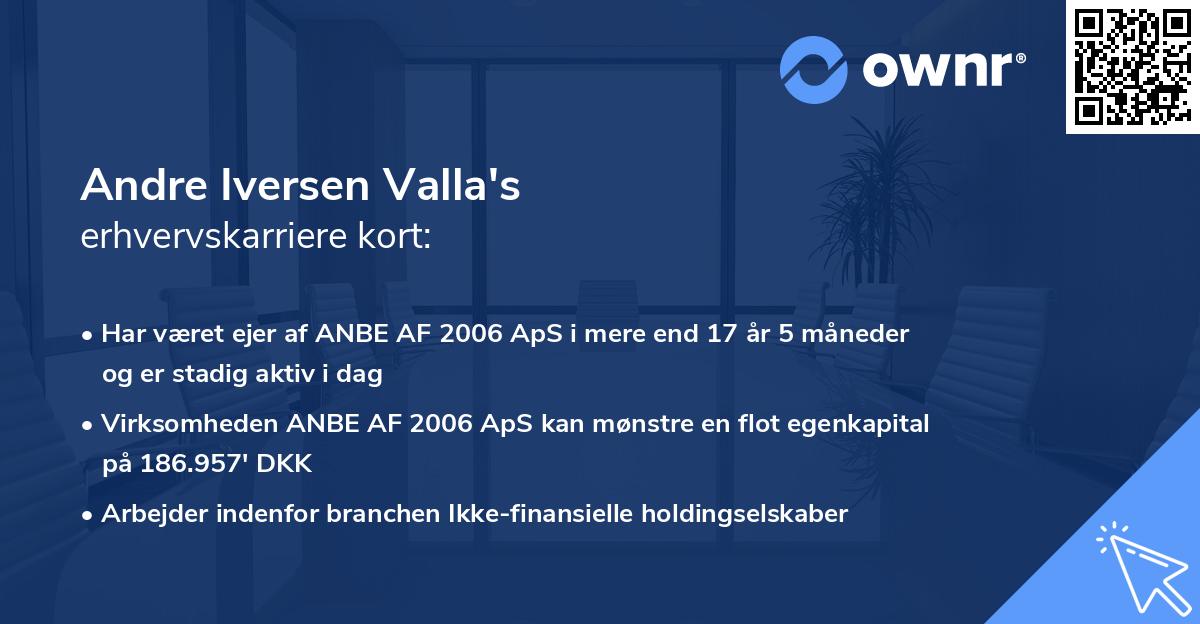 Andre Iversen Valla's erhvervskarriere kort
