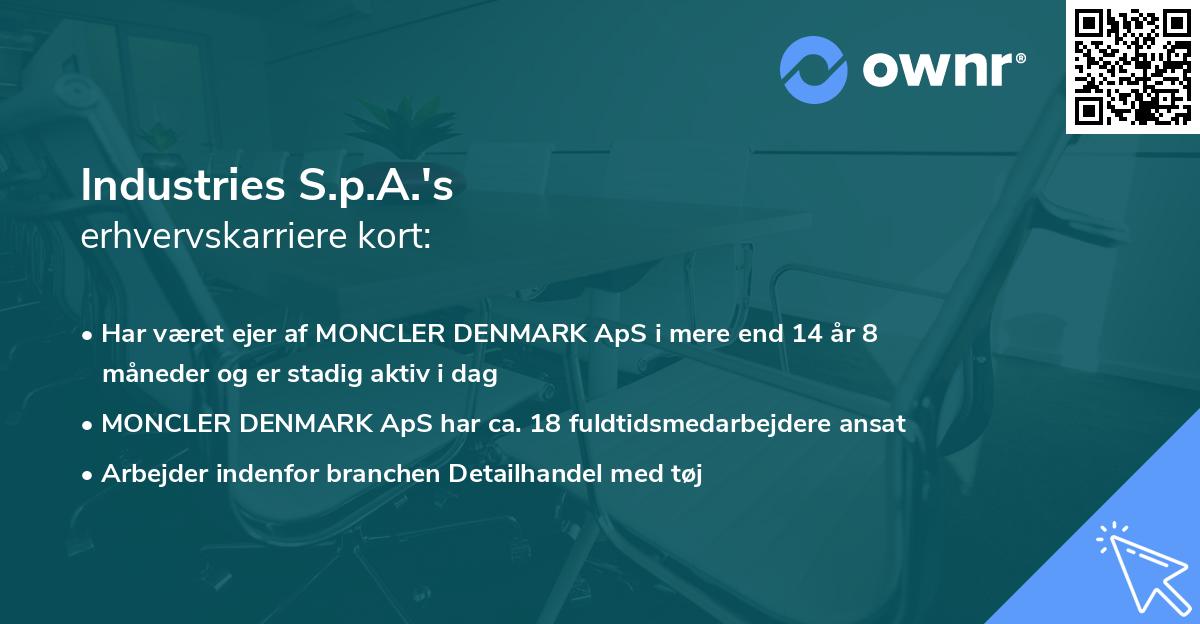 Industries S.p.A.'s erhvervskarriere kort