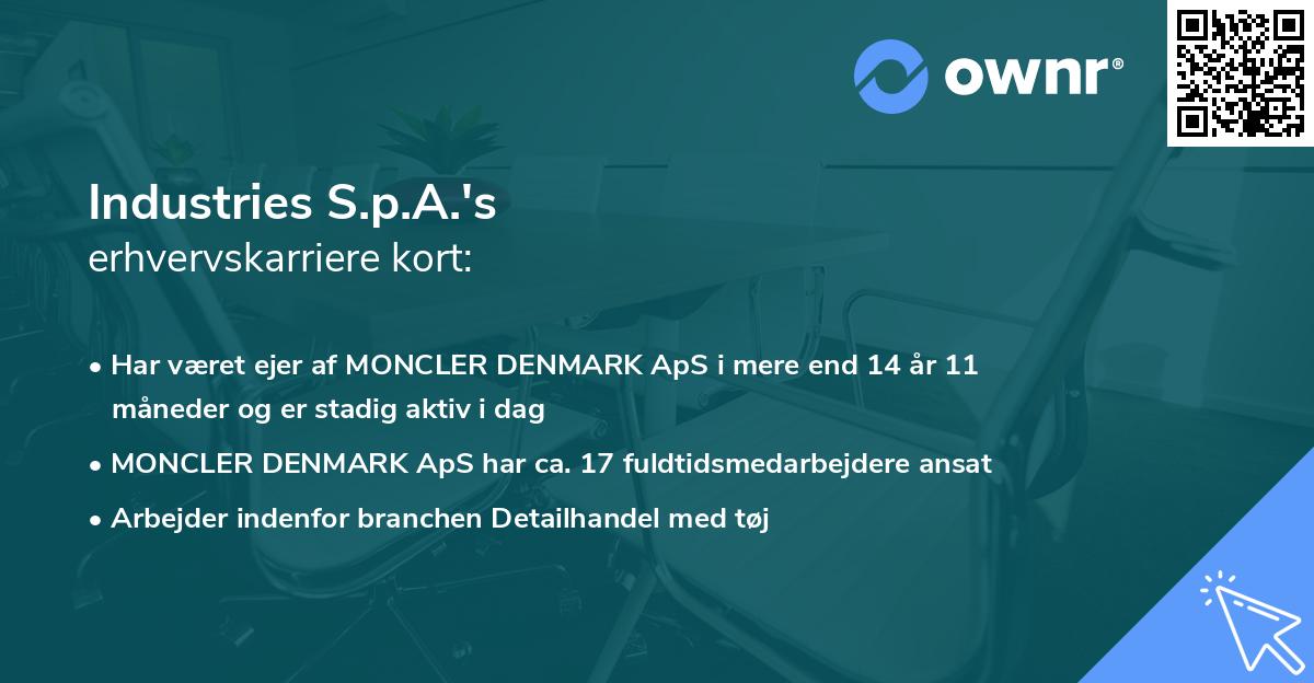 Industries S.p.A.'s erhvervskarriere kort