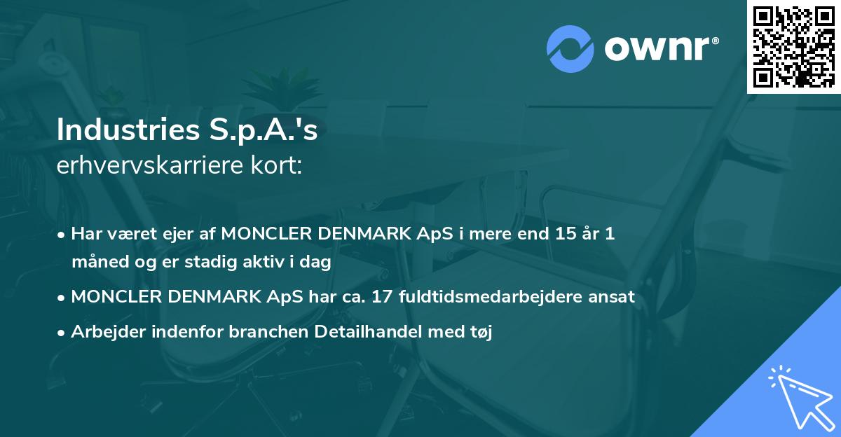Industries S.p.A.'s erhvervskarriere kort